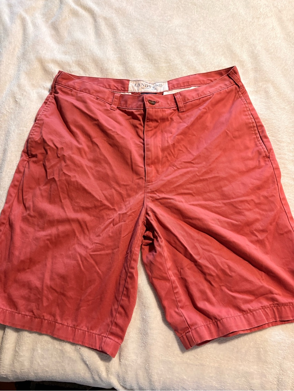 Lands' End Men's Flat-Front Rust Red Chino Shorts